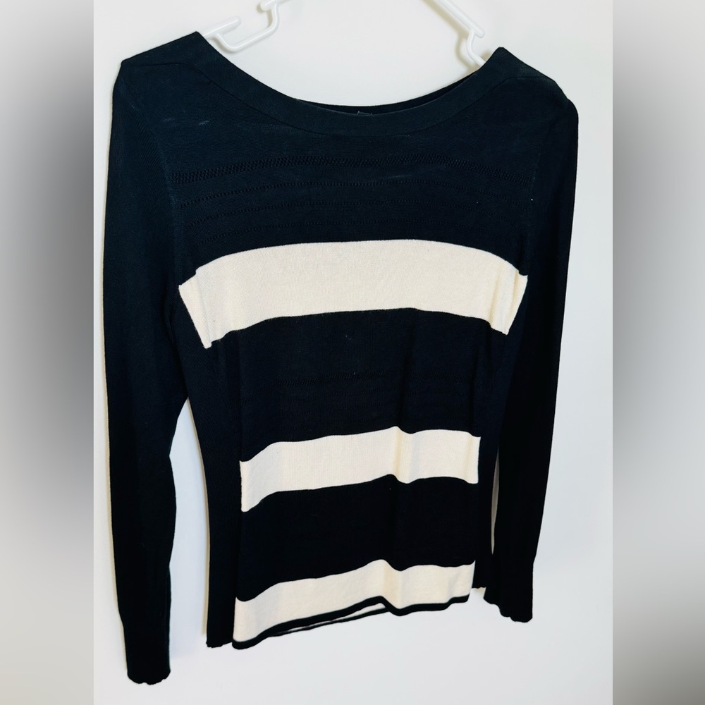 The Limited Black and Cream Striped Sweater